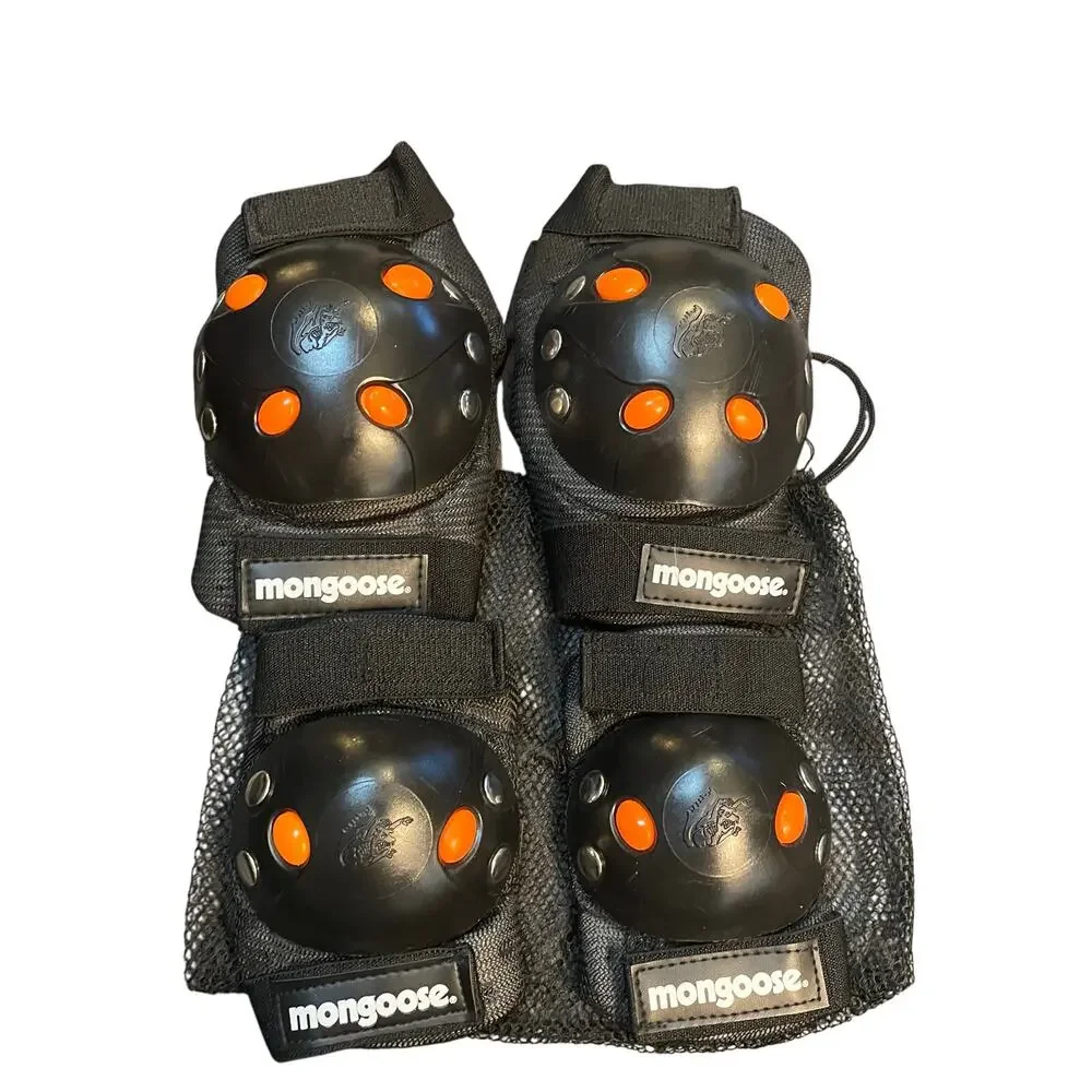 Mongoose BMX Bike Gel Knee Elbow Pad Set Youth Kids Skateboard Protective Gear